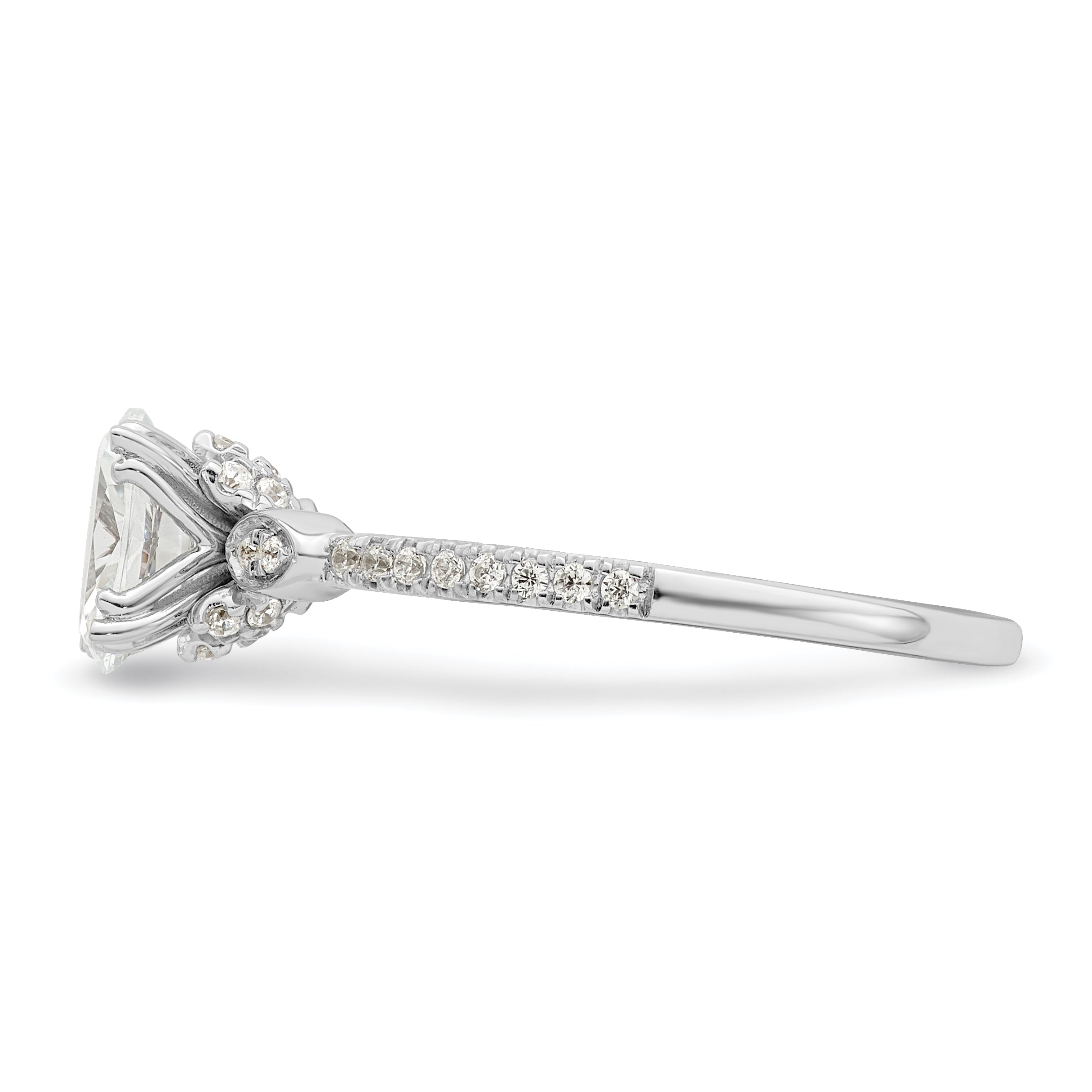 0.75ct. CZ Solid Real 14k White Polish 3/4ct Oval Engagement Dia Ring