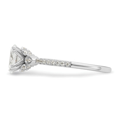 0.75ct. CZ Solid Real 14k White Polish 3/4ct Oval Engagement Dia Ring