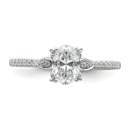 0.75ct. CZ Solid Real 14k White Polish 3/4ct Oval Engagement Dia Ring