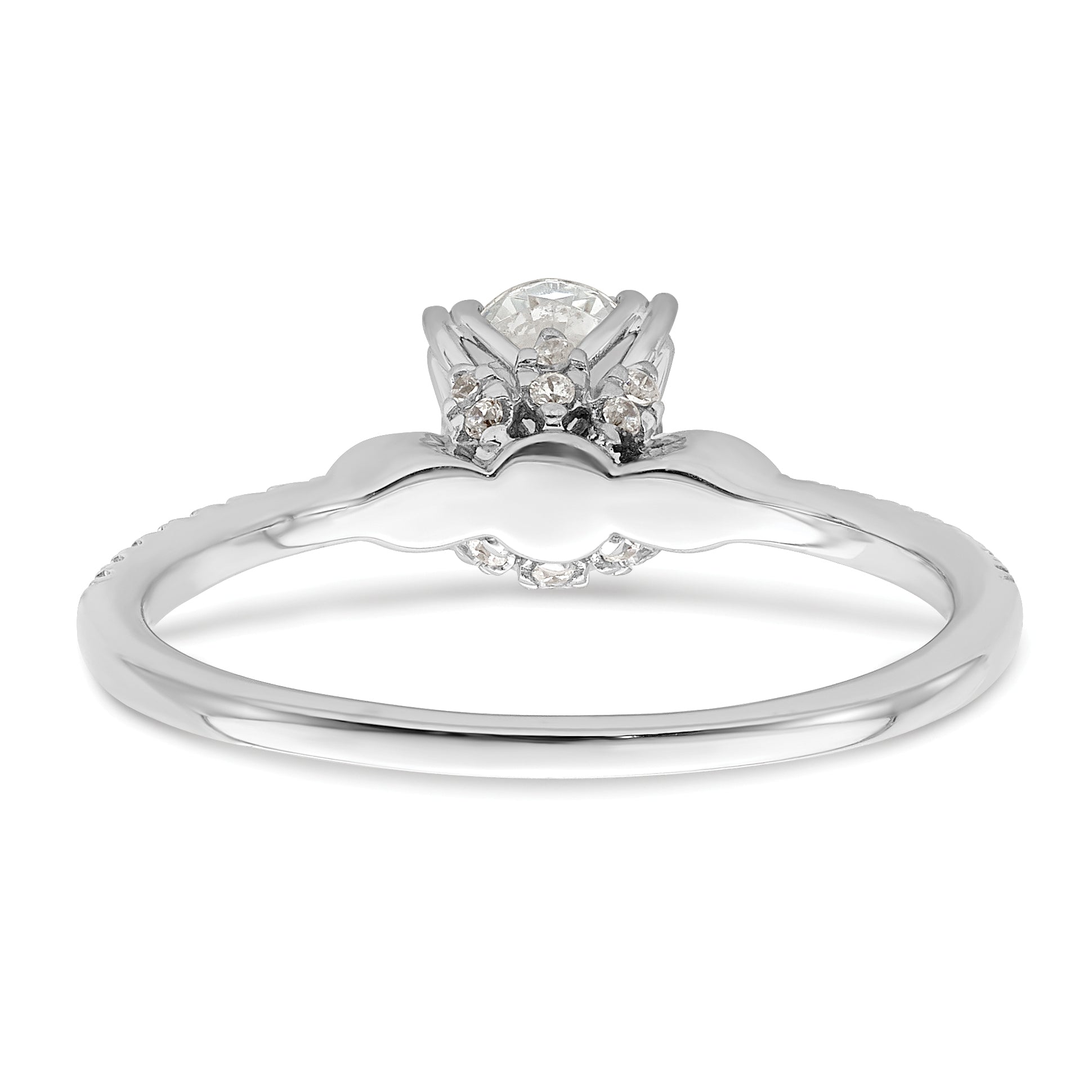 0.75ct. CZ Solid Real 14k White Polish 3/4ct Oval Engagement Dia Ring