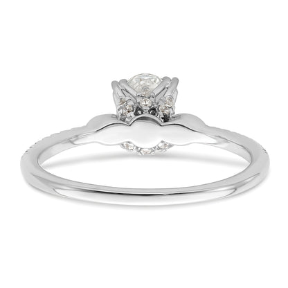 0.75ct. CZ Solid Real 14k White Polish 3/4ct Oval Engagement Dia Ring