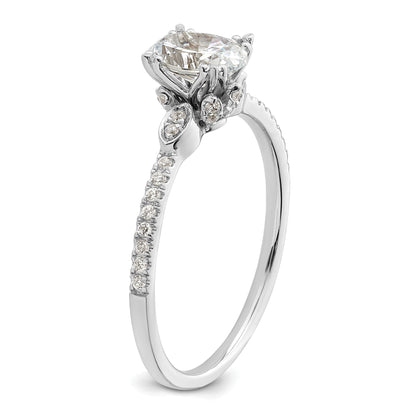 0.75ct. CZ Solid Real 14k White Polish 3/4ct Oval Engagement Dia Ring