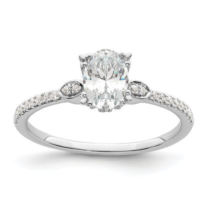 0.75ct. CZ Solid Real 14k White Polish 3/4ct Oval Engagement Dia Ring