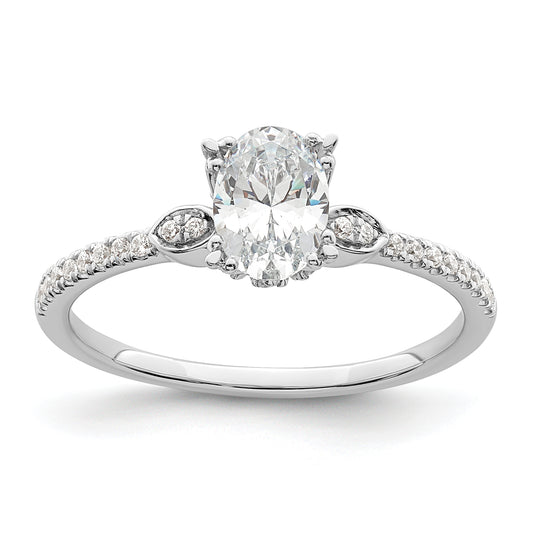 0.75ct. CZ Solid Real 14k White Polish 3/4ct Oval Engagement Dia Ring