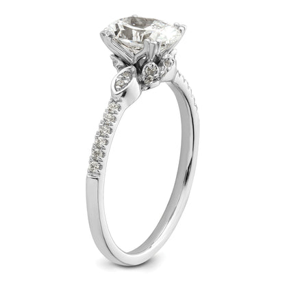 1.00ct. CZ Solid Real 14k White Polish 1ct Oval Engagement Dia Ring