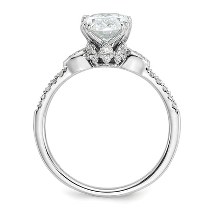 1.50ct. CZ Solid Real 14k White Polish 1 1/2ct Oval Engagement Dia Ring