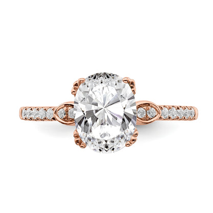 1.50ct. CZ Solid Real 14k White Polish 1 1/2ct Oval Engagement Dia Ring