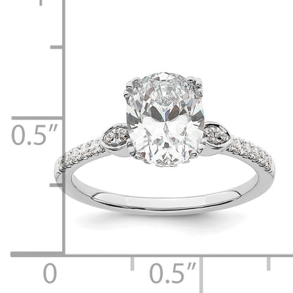 1.50ct. CZ Solid Real 14k White Polish 1 1/2ct Oval Engagement Dia Ring