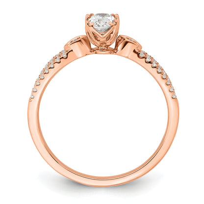 0.50ct. CZ Solid Real 14k Rose Polish 1/2ct Oval Engagement Dia Ring