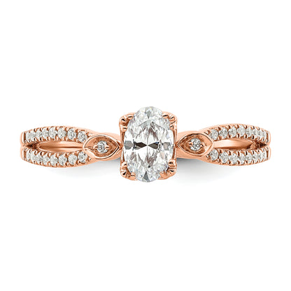 0.50ct. CZ Solid Real 14k Rose Polish 1/2ct Oval Engagement Dia Ring