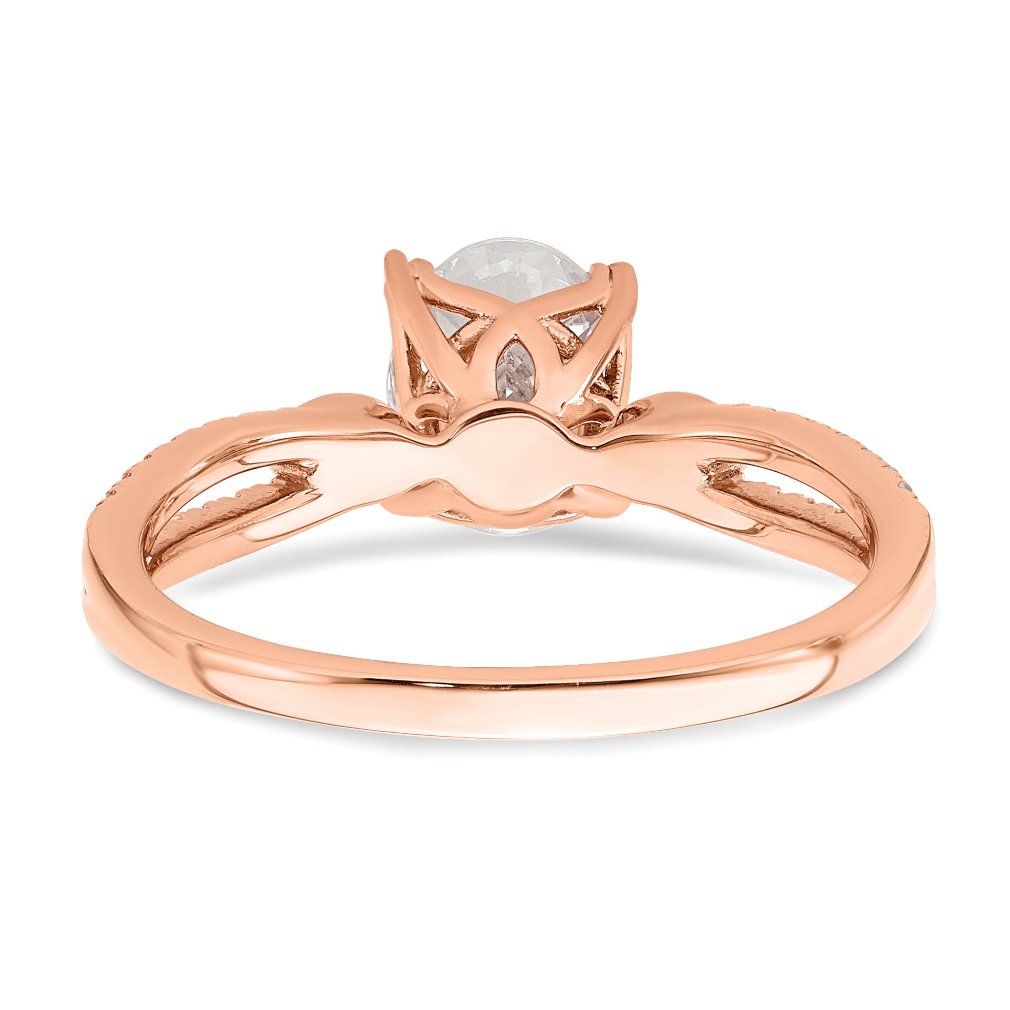 1.00ct. CZ Solid Real 14k Rose Polish 1ct Oval Engagement Dia Ring