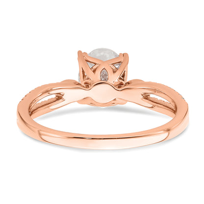 1.00ct. CZ Solid Real 14k Rose Polish 1ct Oval Engagement Dia Ring