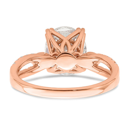 2.00ct. CZ Solid Real 14k Rose Polish 2ct Oval Engagement Dia Ring