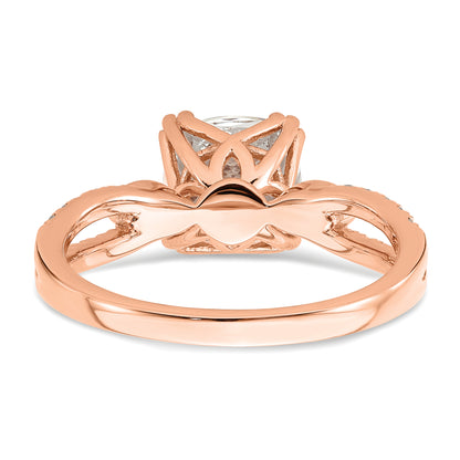 2.00ct. CZ Solid Real 14k Rose Polish 2ct Cushion Engagement Dia Ring