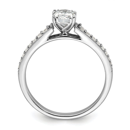 0.50ct. CZ Solid Real 14k White Polish 1/2ct Oval Engagement Dia Ring