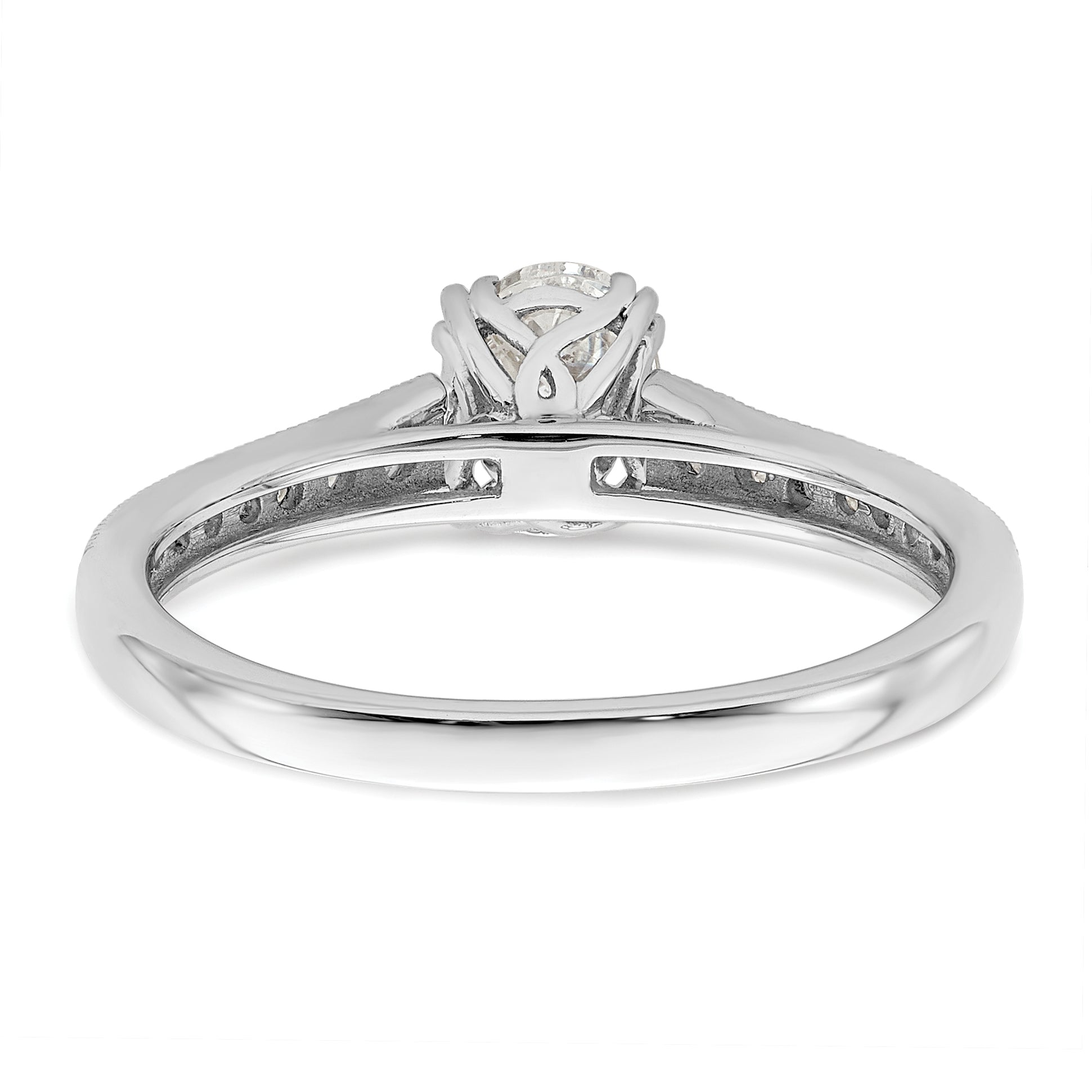 0.50ct. CZ Solid Real 14k White Polish 1/2ct Oval Engagement Dia Ring