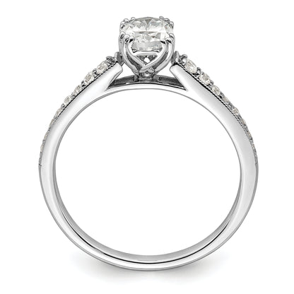 0.75ct. CZ Solid Real 14k White Polish 3/4ct Oval Engagement Dia Ring