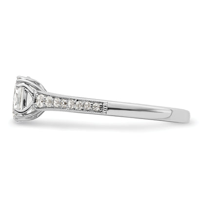 0.75ct. CZ Solid Real 14k White Polish 3/4ct Oval Engagement Dia Ring