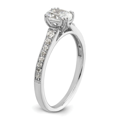 0.75ct. CZ Solid Real 14k White Polish 3/4ct Oval Engagement Dia Ring