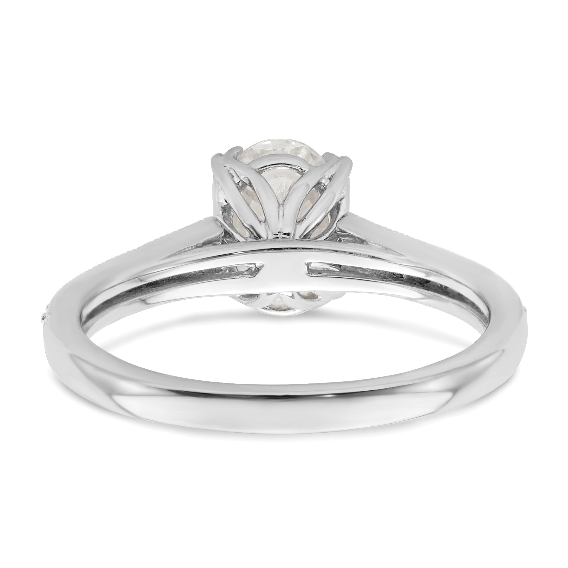 1.00ct. CZ Solid Real 14k White Polish 1ct Oval Engagement Dia Ring