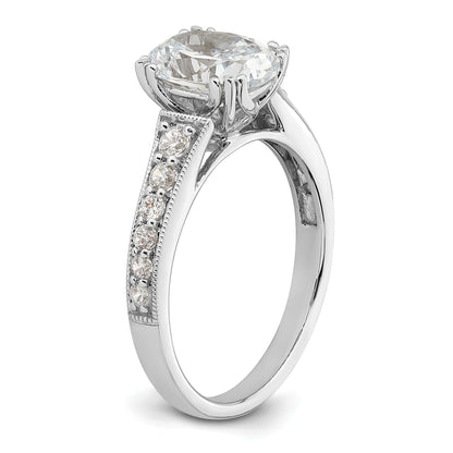 1.50ct. CZ Solid Real 14k White Polish 1 1/2ct Oval Engagement Dia Ring