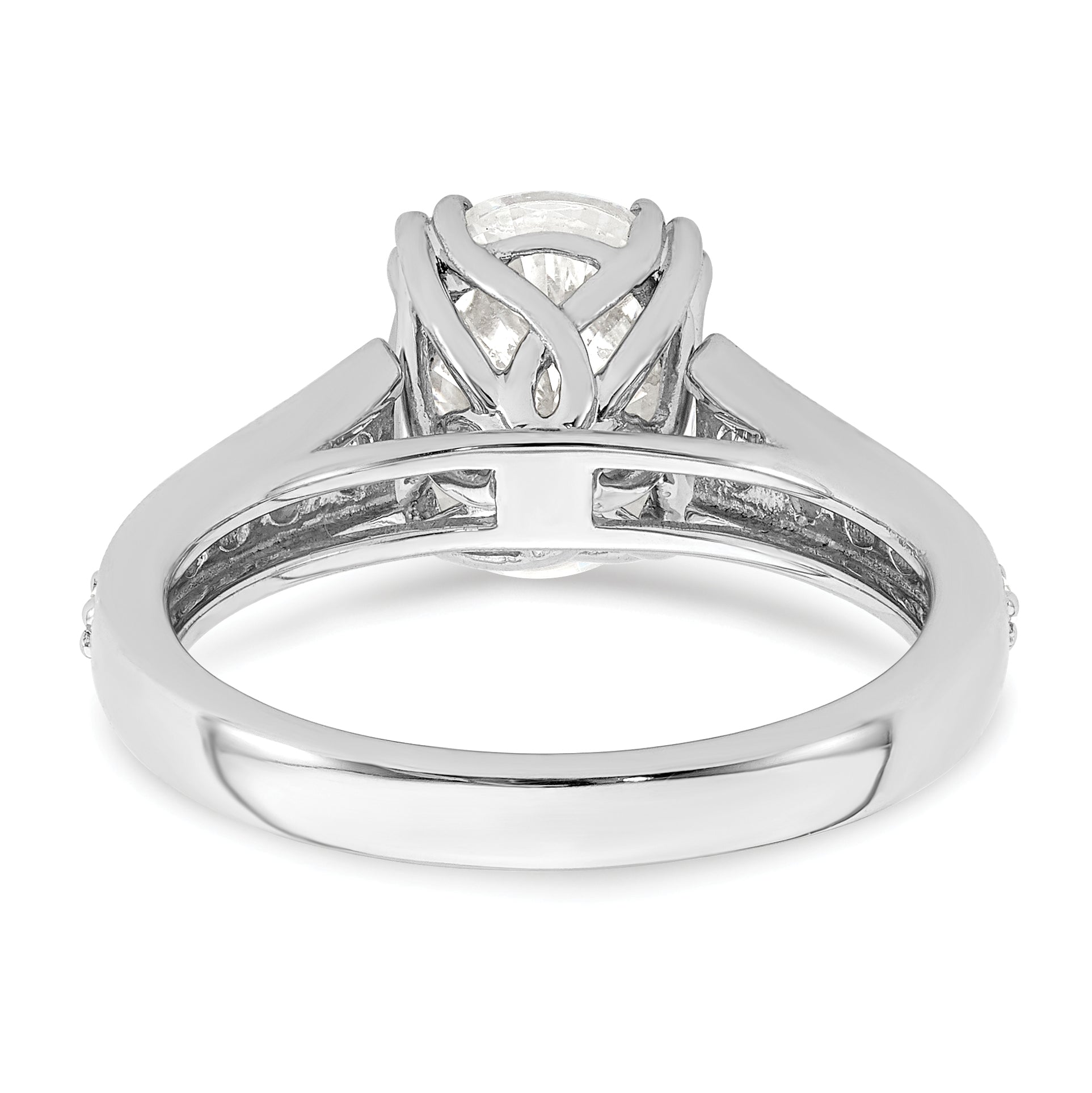 2.00ct. CZ Solid Real 14k White Polish 2ct Oval Engagement Dia Ring
