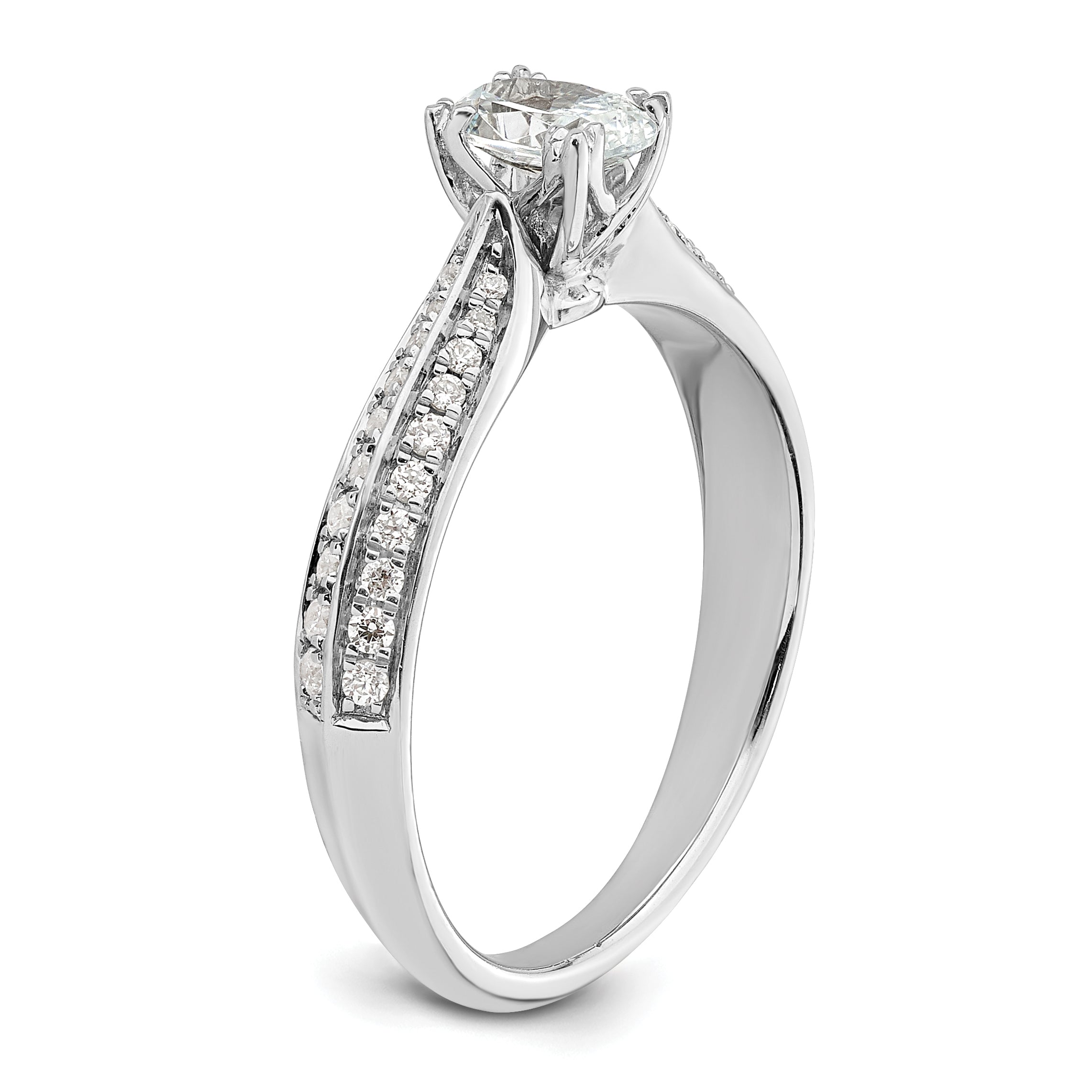 0.50ct. CZ Solid Real 14k White Polish 1/2ct Oval Engagement Dia Ring