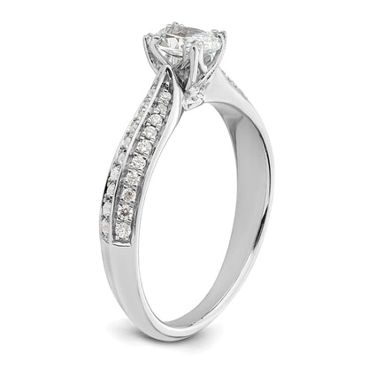0.50ct. CZ Solid Real 14k White Polish 1/2ct Oval Engagement Dia Ring