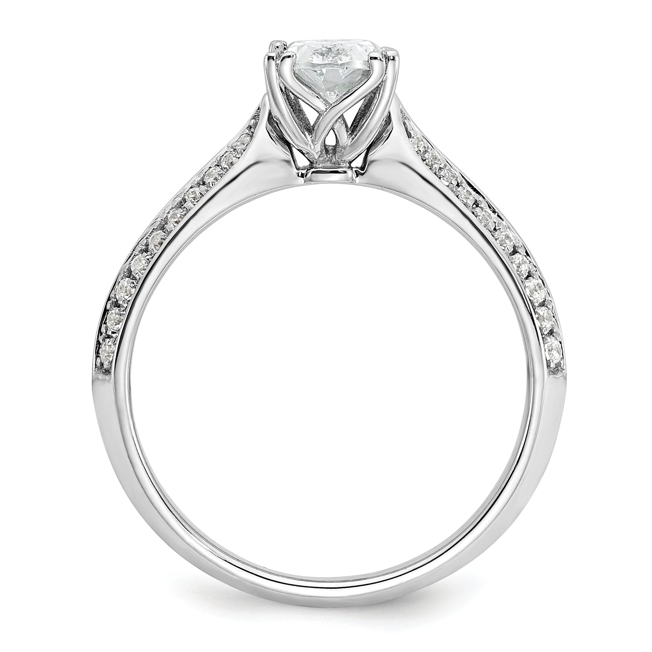 0.75ct. CZ Solid Real 14k White Polish 3/4ct Oval Engagement Dia Ring