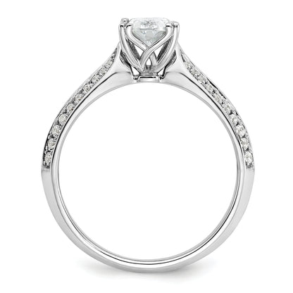 0.75ct. CZ Solid Real 14k White Polish 3/4ct Oval Engagement Dia Ring