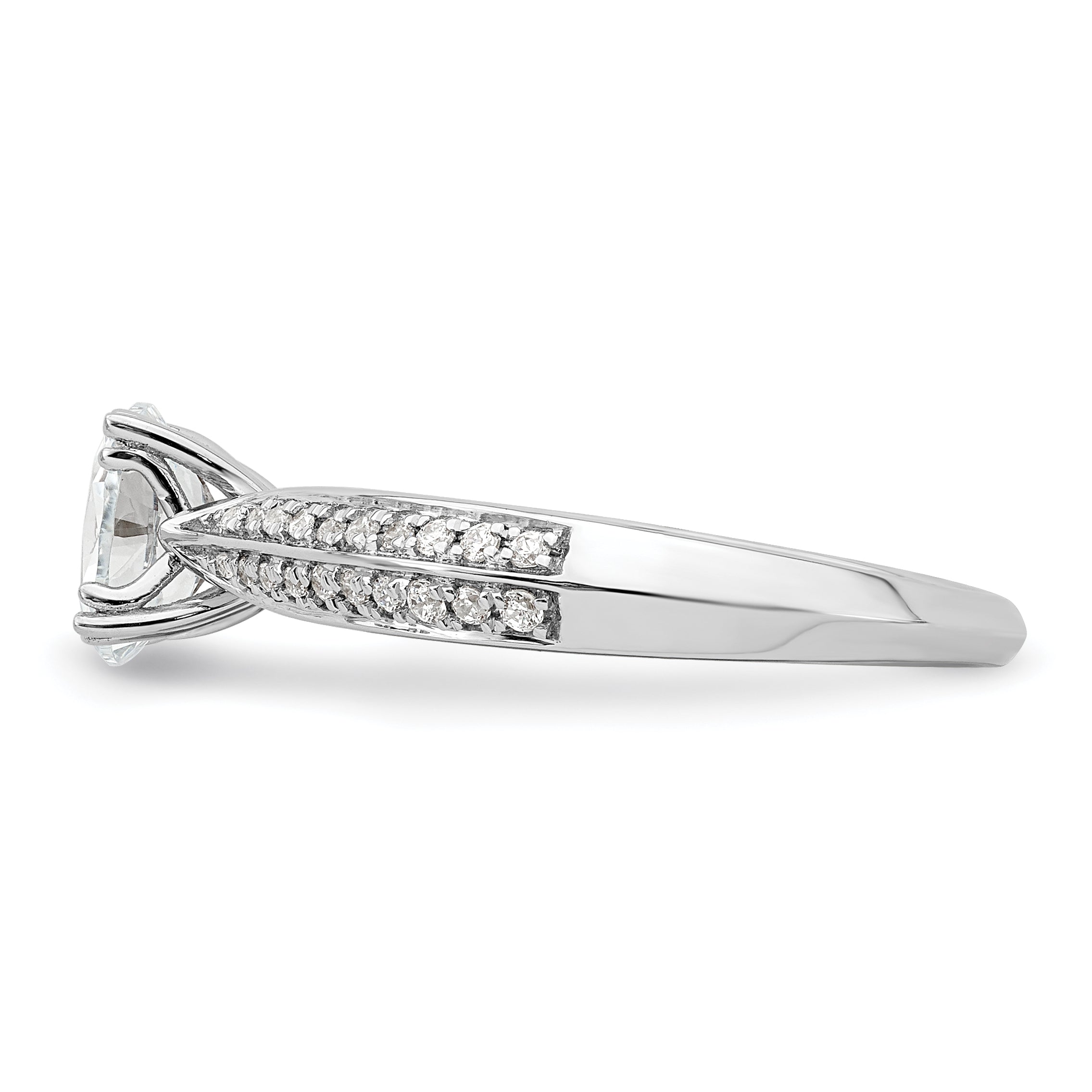 0.75ct. CZ Solid Real 14k White Polish 3/4ct Oval Engagement Dia Ring