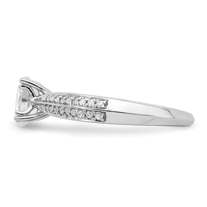 0.75ct. CZ Solid Real 14k White Polish 3/4ct Oval Engagement Dia Ring
