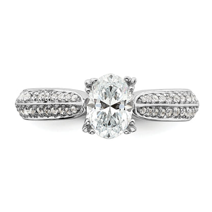 0.75ct. CZ Solid Real 14k White Polish 3/4ct Oval Engagement Dia Ring