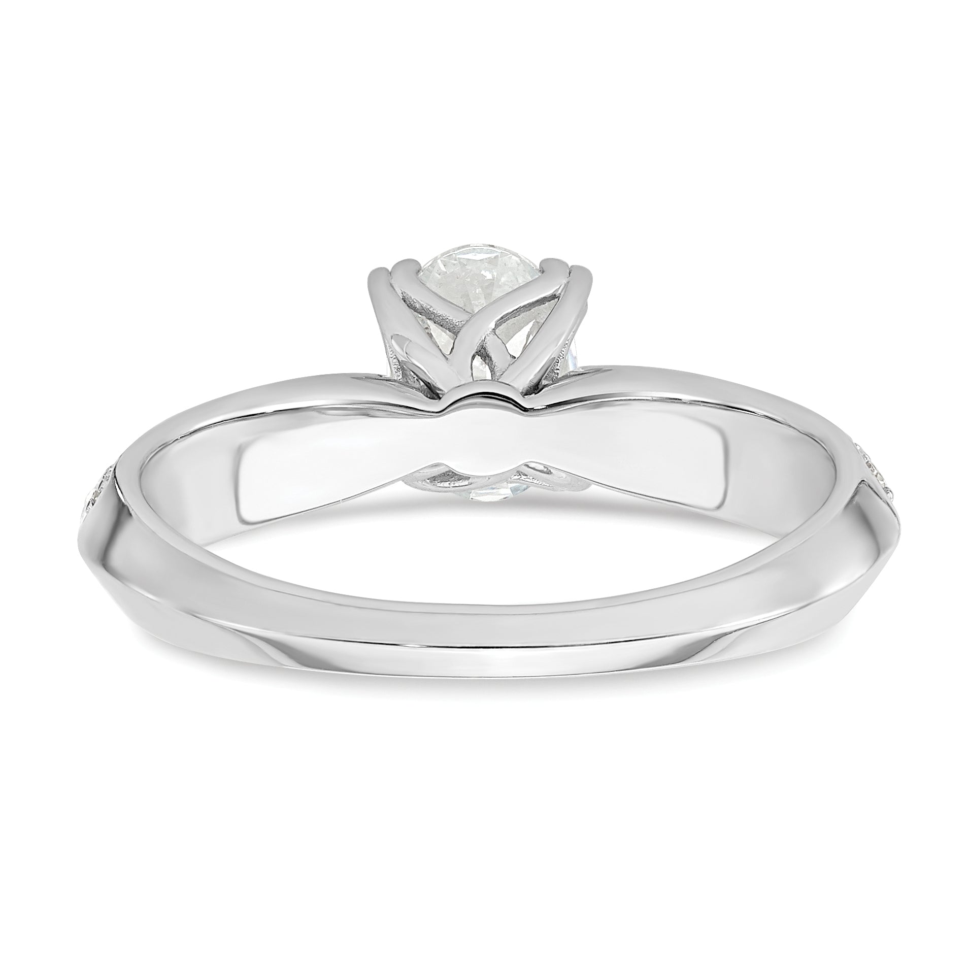 0.75ct. CZ Solid Real 14k White Polish 3/4ct Oval Engagement Dia Ring