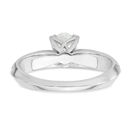 0.75ct. CZ Solid Real 14k White Polish 3/4ct Oval Engagement Dia Ring