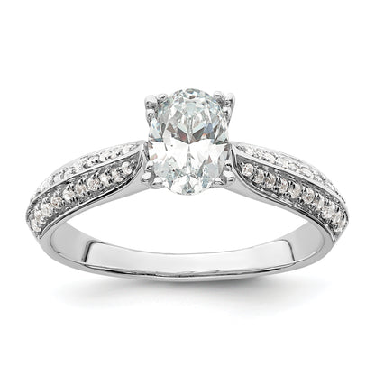0.75ct. CZ Solid Real 14k White Polish 3/4ct Oval Engagement Dia Ring
