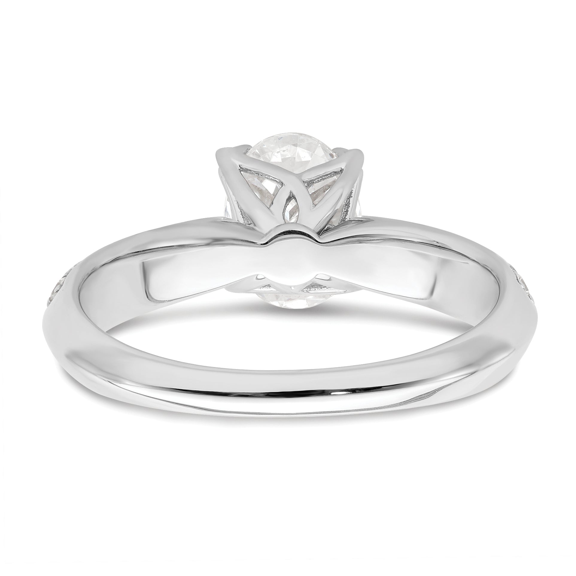 1.00ct. CZ Solid Real 14k White Polish 1ct Oval Engagement Dia Ring