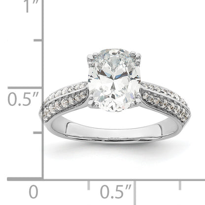 1.50ct. CZ Solid Real 14k White Polish 1 1/2ct Oval Engagement Dia Ring