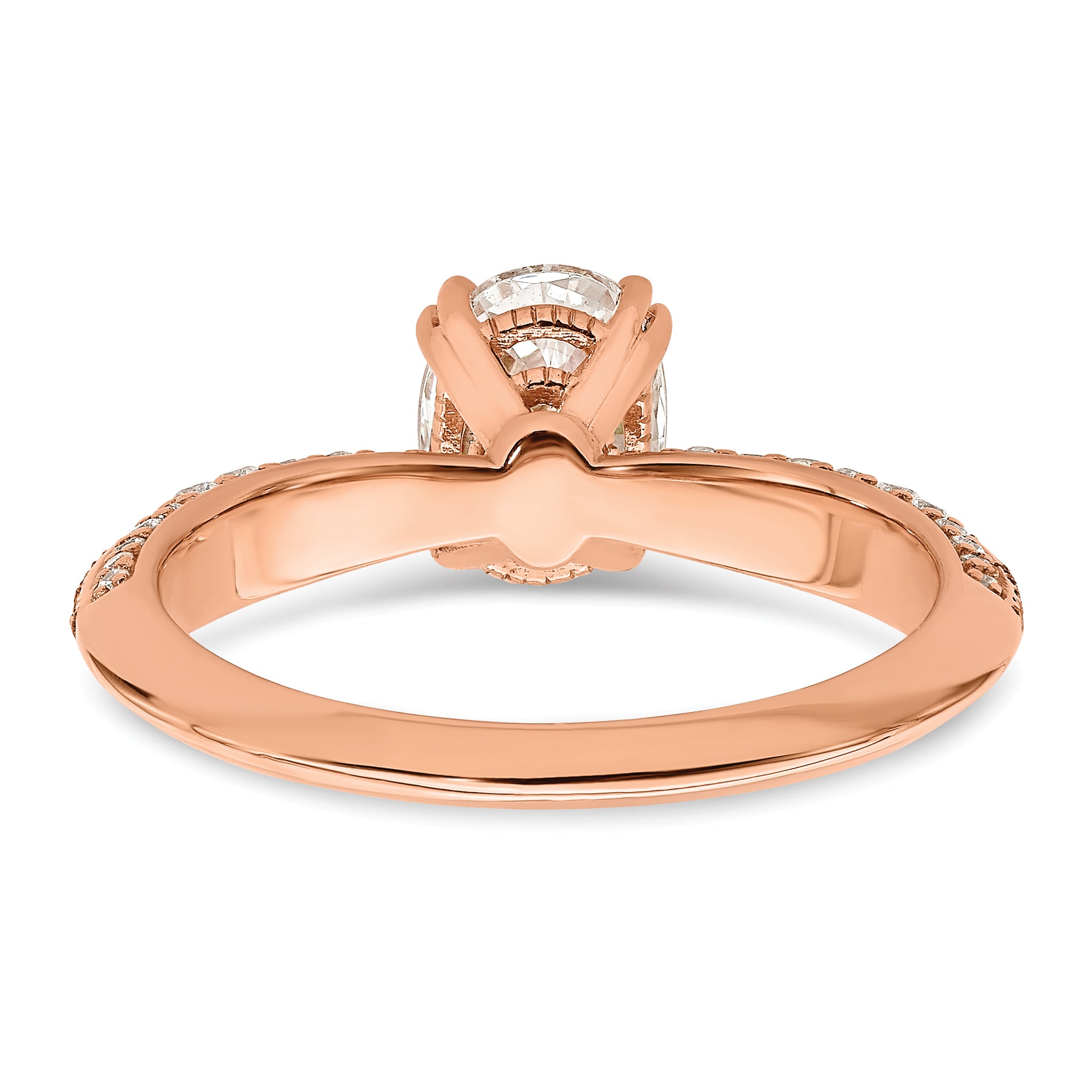 1.00ct. CZ Solid Real 14k Rose Polish 1ct Oval Engagement Dia Ring