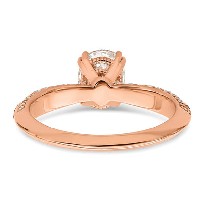 1.00ct. CZ Solid Real 14k Rose Polish 1ct Oval Engagement Dia Ring