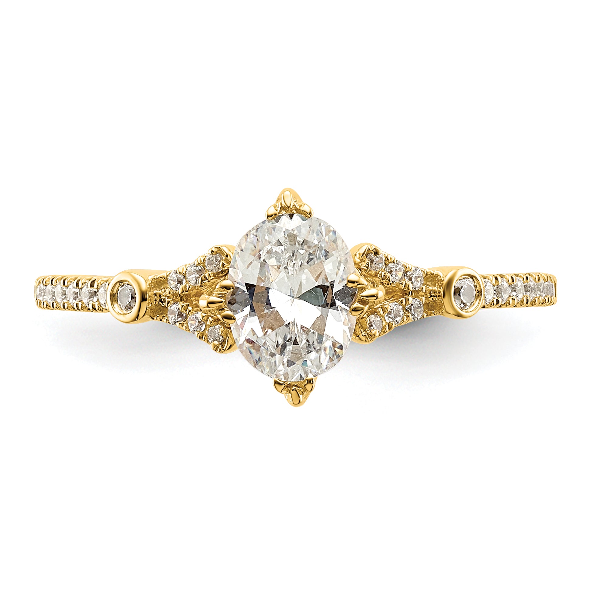 0.50ct. CZ Solid Real 14k Polish 1/2ct Oval Engagement Dia Ring