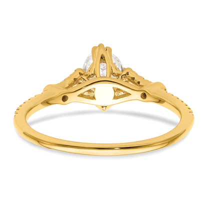 0.50ct. CZ Solid Real 14k Polish 1/2ct Oval Engagement Dia Ring