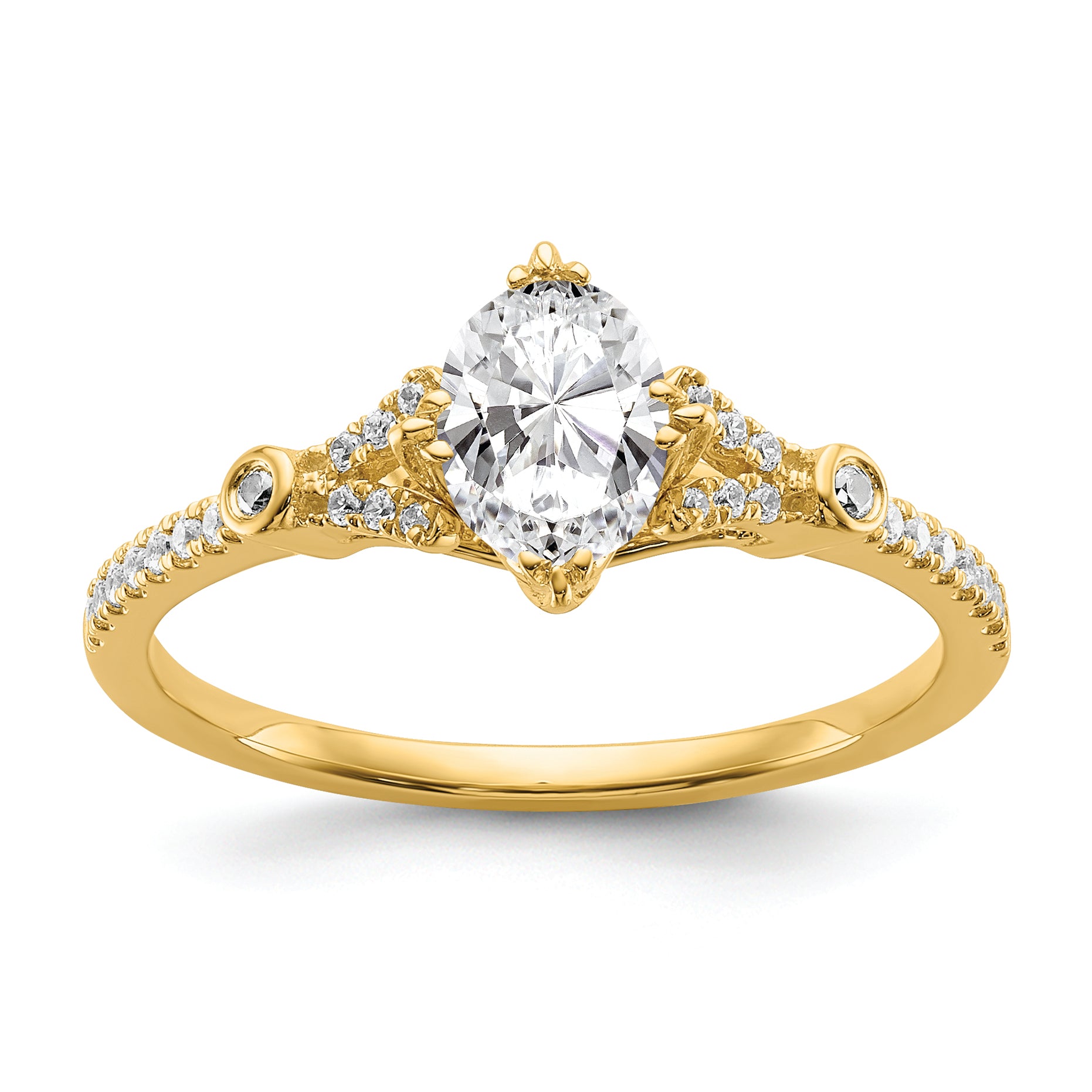 0.50ct. CZ Solid Real 14k Polish 1/2ct Oval Engagement Dia Ring