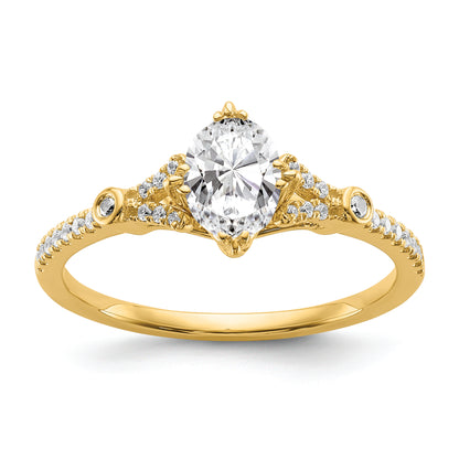 0.50ct. CZ Solid Real 14k Polish 1/2ct Oval Engagement Dia Ring