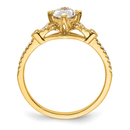 0.75ct. CZ Solid Real 14k Polish 3/4ct Oval Engagement Dia Ring