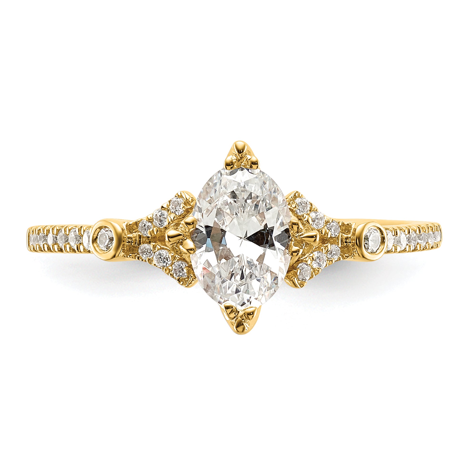 0.75ct. CZ Solid Real 14k Polish 3/4ct Oval Engagement Dia Ring