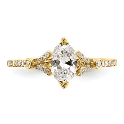 0.75ct. CZ Solid Real 14k Polish 3/4ct Oval Engagement Dia Ring