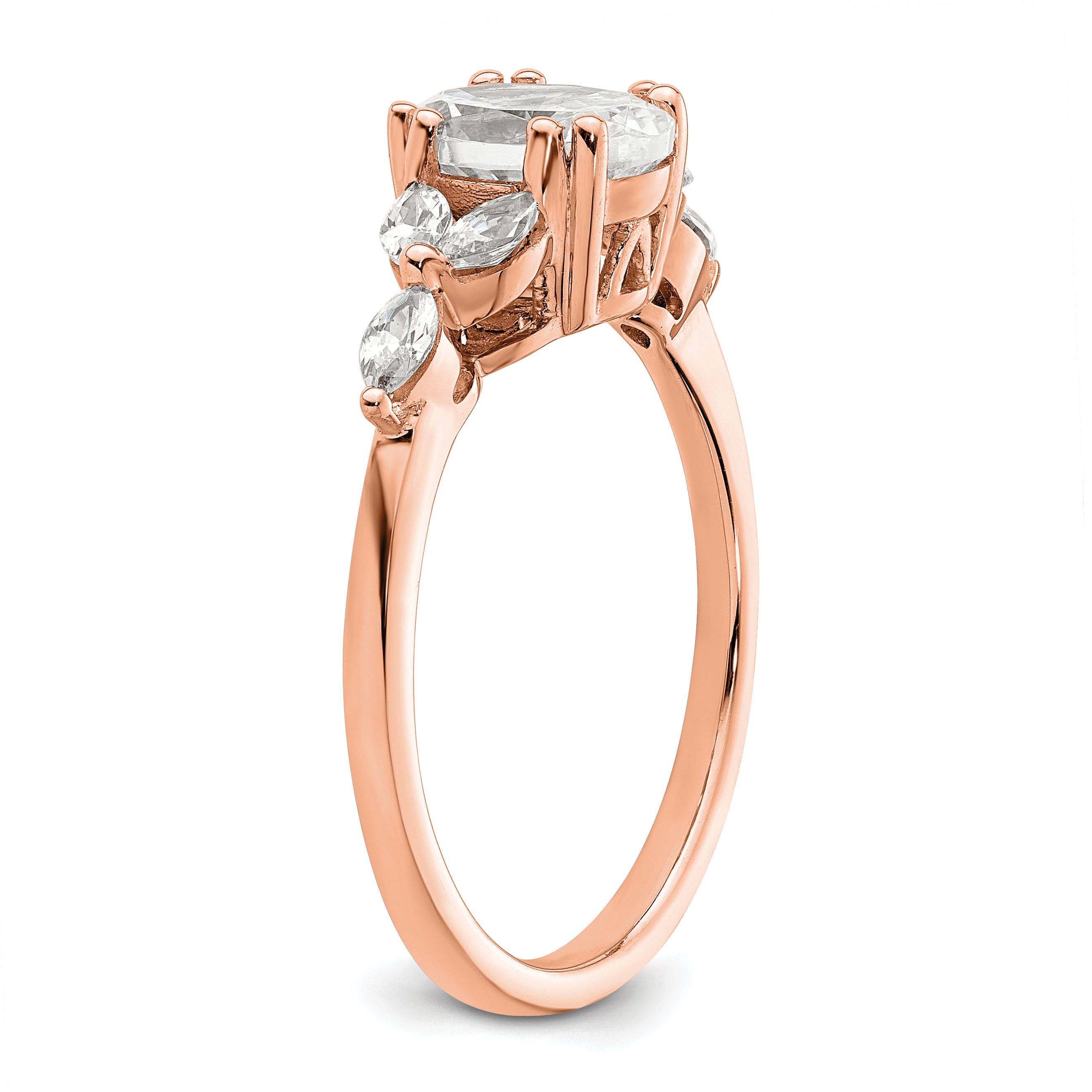 1.00ct. CZ Solid Real 14k White Polish 1ct Oval Engagement Dia Ring
