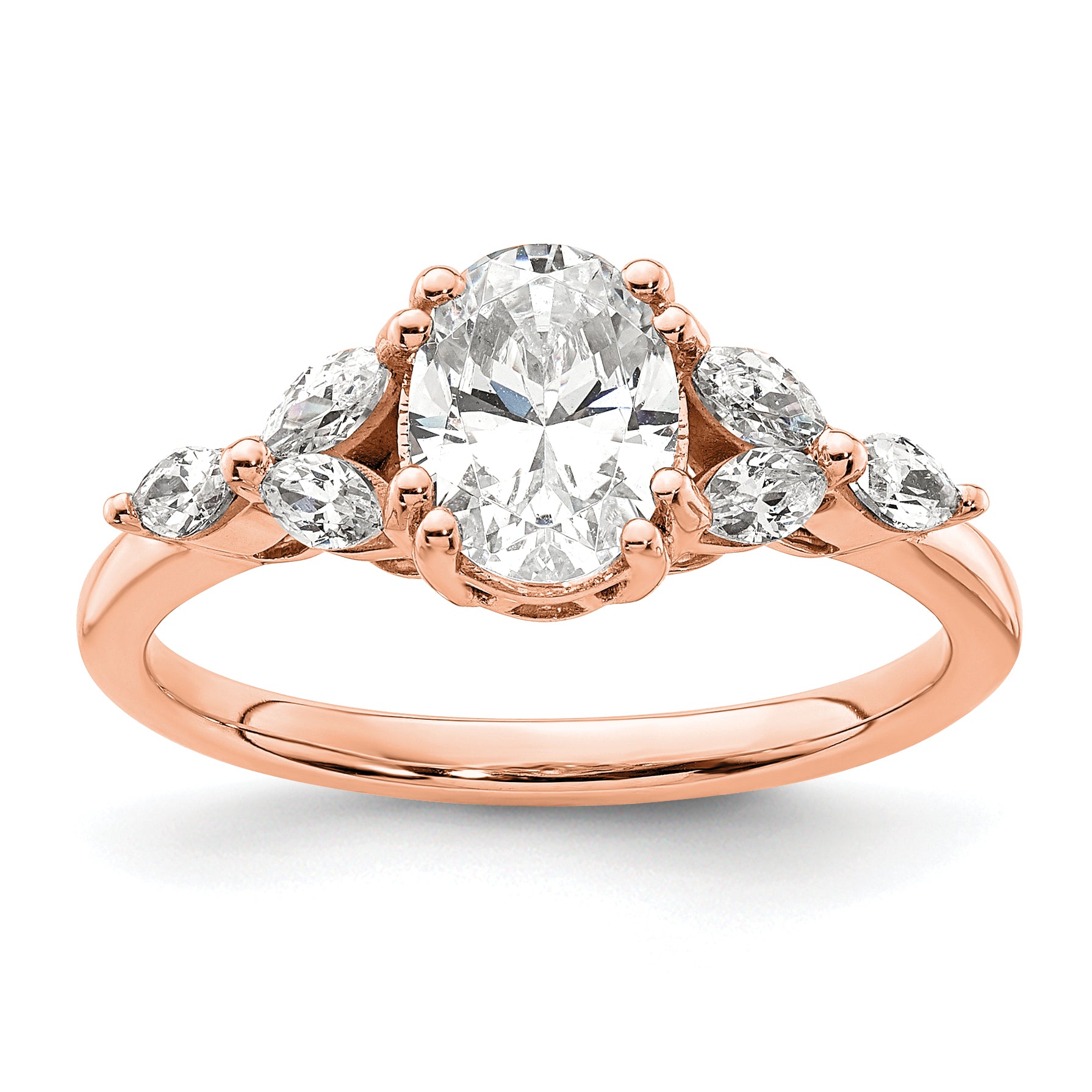 1.00ct. CZ Solid Real 14k White Polish 1ct Oval Engagement Dia Ring