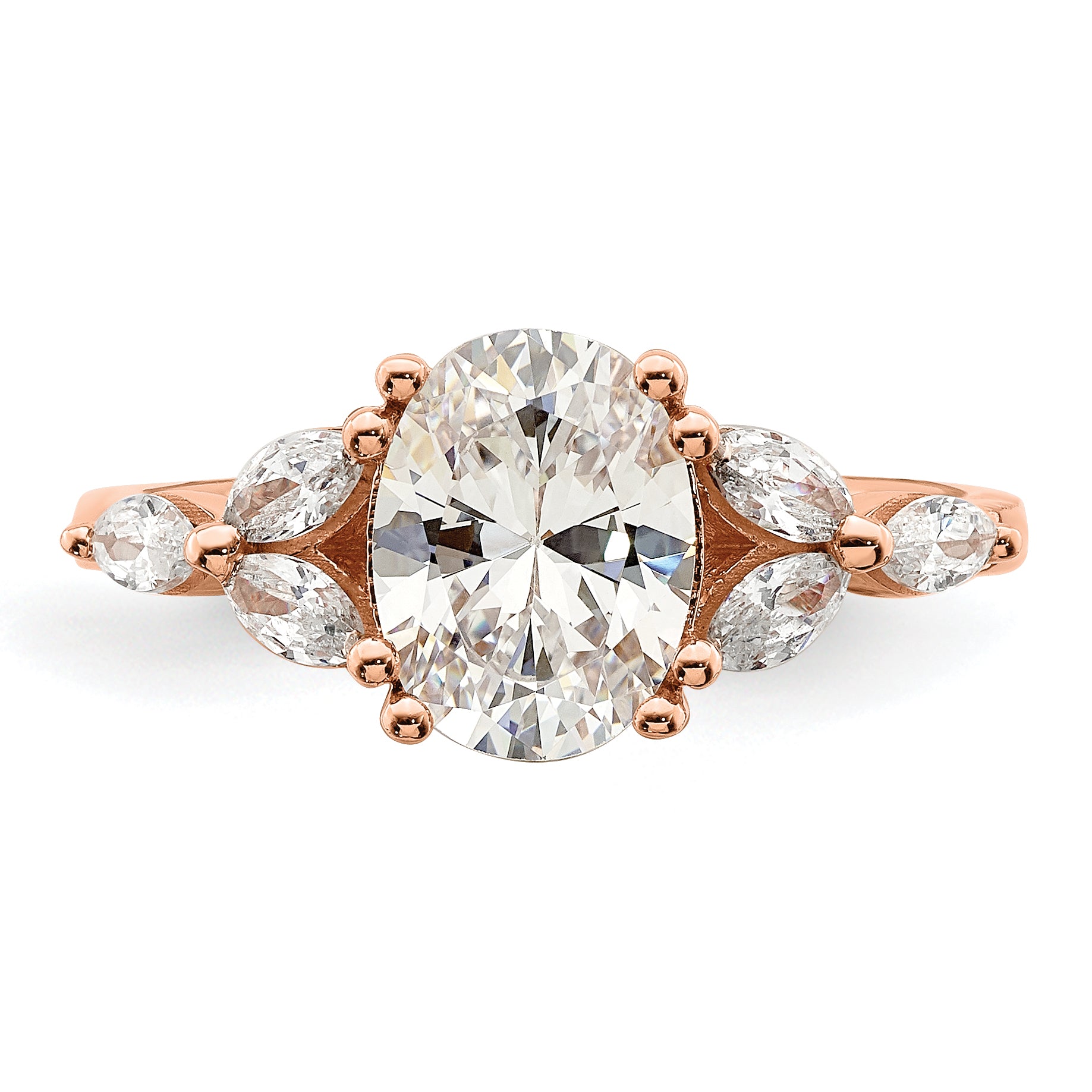 1.50ct. CZ Solid Real 14k Rose Polish 1 1/2ct Oval Engagement Dia Ring